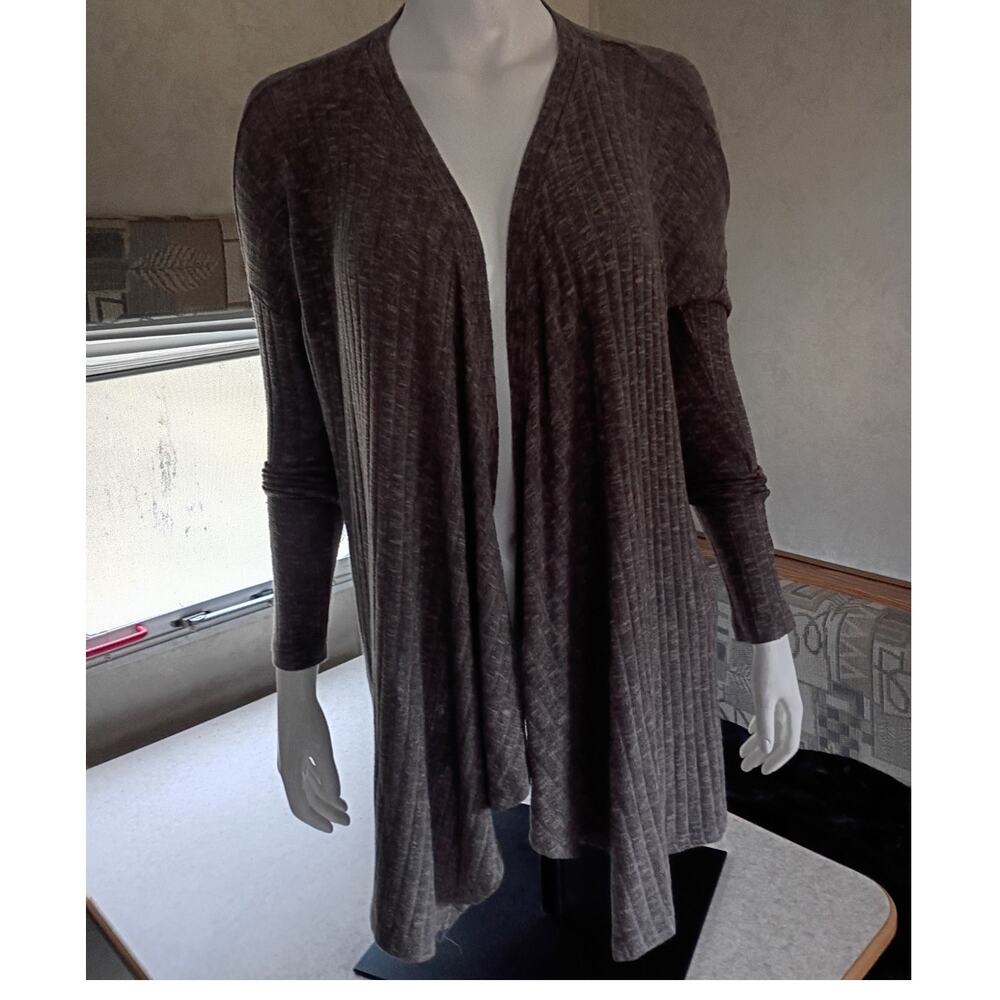 AMERICAN EAGLE Soft Knit Waterfall Cardigan Brown Taupe Longline Layering Small